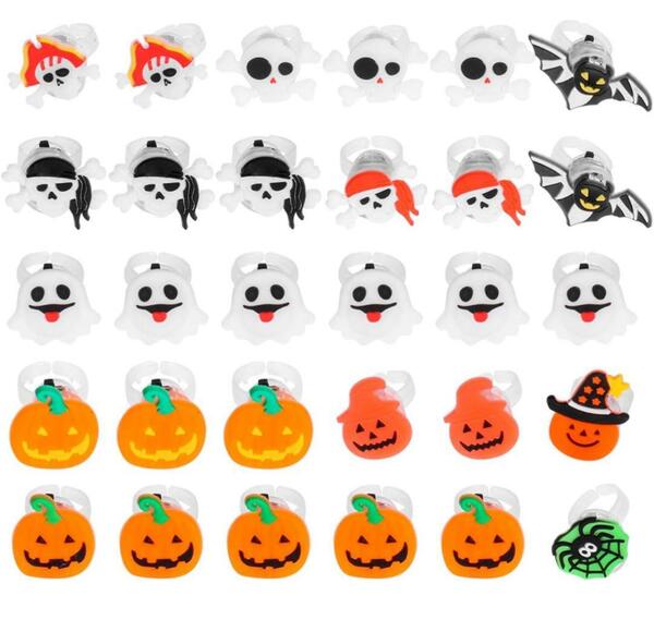 ◆27pcs ハロウィン おもちゃ 光る指輪 ハロウィン 光る指輪 光る 指輪 縁日 ハロウィン（ランダムスタイル）