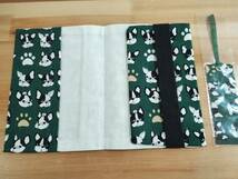 ◆ TAKA ブックカバー 文庫 おしゃれ 布製 犬 サイズ調整可 同柄の布製しおり付き_画像7