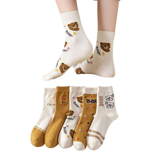 ◆靴下 クルーソックス 5足セット 履き心地 カジュアル レディース くつした 可愛い 綿 セット 通気性 春夏秋冬 通年