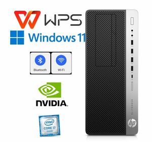 D201 HP 600G3 TW /Core i7 7700/メモリ32GB/M.2 NVME 512 + 3.5HDD 1TB/GTX1080/Office WPS/Windows11/無線LAN+Bluetooth