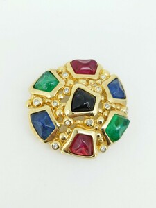  Christian Dior Stone stone attaching Gold brooch 