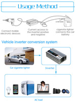 Ac-51 インバータアダプタ充電器電圧コンバータ 1000 ワットの車のインバータ dc 12 v 24 v ac 220 v 110 v usb 自動電源_画像7