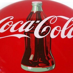 ●コカ・コーラ定番ボトルデザイン《Coca-Cola ボタン型琺瑯（ホーロー）看板》直径50㎝美品☆送料無料です!の画像3