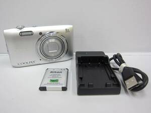 3E396◎Nikon ニコン　COOLPIX S3600　コンパクトデジタルカメラ　デジカメ　シルバー　動作品◎中古