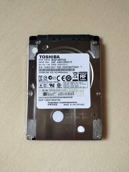 SONY ソニー製 nasne ナスネ 交換用HDD（ハードディスク） 320GB 中古 使用時間：11,756h