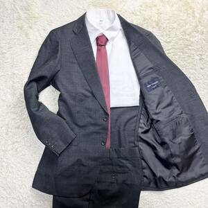 【美品】 NewYorker ニューヨーカー ウール メンズ スーツ セットアップ グレー Lサイズ 