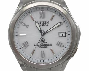 [中古品] 稼働品【CITIZEN】シチズン H410-T003788 アテッサ ホワイト文字盤 稼働品 電波ソーラー エコドライブ 中古品