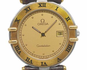 [中古品] 稼働品【OMEGA】オメガ コンステレーション ゴールド文字盤 750YG（K18）ベゼル コンビ クォーツ メンズ 動作OK 中古品