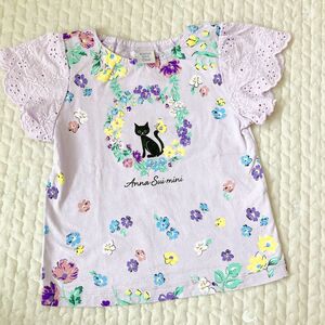 ANNA SUI mini 半袖Tシャツ　100cm ねこ　花柄