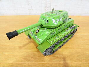 * Junk at that time thing increase rice field shop electric tin plate toy CATERPILLAR TANK/ Caterpillar tanker M-05 total length approximately 28cm mileage operation verification settled Showa Retro @60(3)