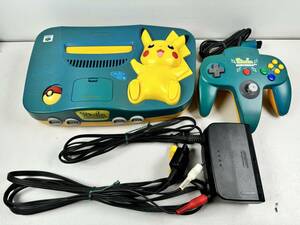 ♪【中古】任天堂 Nintendo 64 本体 NUS-101 ピカチュウ ブルー ロクヨンN64 動作品 ＠80(3)