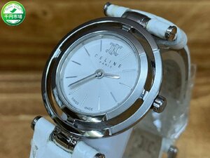 【N-5878】CELINE セリーヌ 腕時計 レディース 30M/100FT ホワイト系文字盤 ラウンドフェイス クォーツ 現状品【千円市場】