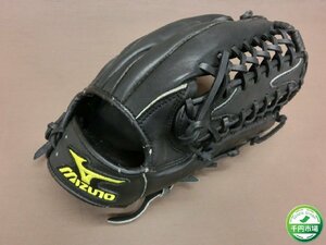 【YF-0871】MIZUNO ミズノ 軟式グローブ 外野手 右投げ ブラック STEER SOFT ProMODE CREST HIDE R 現状品【千円市場】