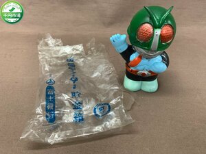 【YF-0845】希少 当時物 富士銀行 仮面ライダー 昭和レトロ ソフビ人形 貯金箱 約11.5cm 企業物 非売品 現状品【千円市場】