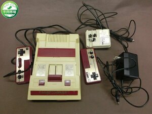 【N2-1447】NINTENDO HVC-002 ファミコン 四角ボタン 本体 任天堂 ACアダプター コントローラー セット 現状品【千円市場】