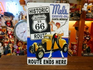  ultra rare * american tin plate signboard american graph .ti Ame gla route 66meruz Drive in garage ng Setagaya base manner 