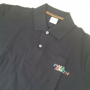 新品未使用 正規品 Paul Smith　ポールスミス　ポロシャツ　L　　胸にロゴ　マルチストライプ　　PAUL SMITH　ネイビー