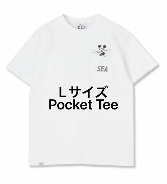 新品 WIND AND SEA Mickey Mouse / Pocket Tee,White,Lサイズ,Disney 100TH