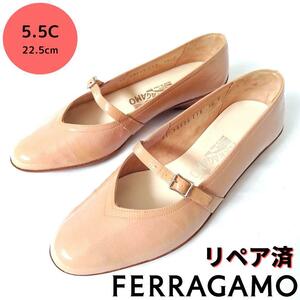 サルヴァトーレ・フェラガモ【Ferragamo】エナメル ローヒールパンプス