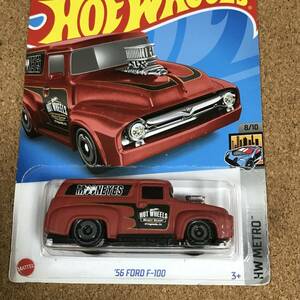 (13_76R) '56 FORD F-100, MOONEYES, ムーンアイズ, レッド , ベーシックカー【ホットウィール】