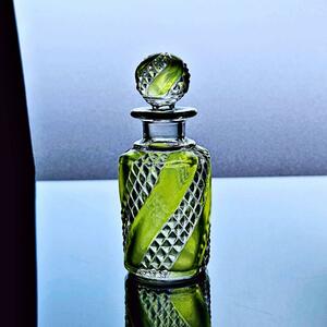 輝くオールドバカラBaccaratセルポンティーヌSerpentineの香水瓶 中#90 パフュームボトル花瓶デキャンタ 1916年フランスアンティーク
