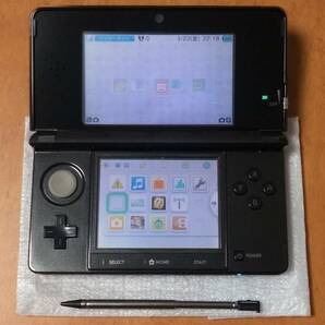 動作確認済 美品 3DS コスモブラック 中古 人気色 貴重Ver4.5.0-10J 付属完品 上下液晶フィルター付 売切 送料安 同梱可の画像2