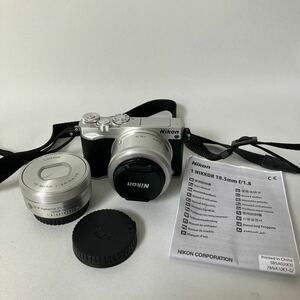 ○【500円スタート】Nikon 1J5 ミラーレス一眼カメラ ニコン レンズセット 18.5mm 1:1.8 1 NIKKOR 10-30mm 1:3.5-5.6 取扱説明書付き