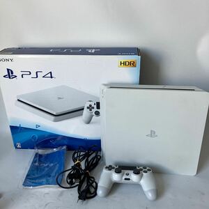 □【500円スタート】SONY ソニー PlayStation4 PS4 CUH-2100A グレイシャーホワイト 箱・取扱説明書付き 500G