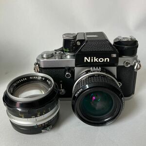 ▽【500円スタート】Nikon ニコン F2 フィルムカメラ レンズセットNIKKOR 28mm 1:2.8シルバー NIKKOR-S Auto 1:1.4 f=5.8cm レンズ 付き