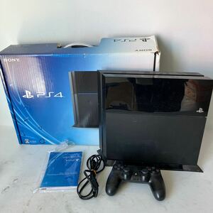 □【500円スタート】PlayStation4 PS4 CUH-1000A 500GB ジェットブラック 縦置きスタンド・取扱説明書付き 稼動品