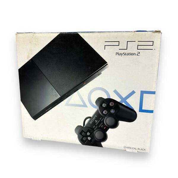 【極美品】SONY PlayStation 2 チャコール ブラック SCPH-90000CB 本体 PS2 ソニー 純正メモリーカード 保護フィルム付き デッドストック