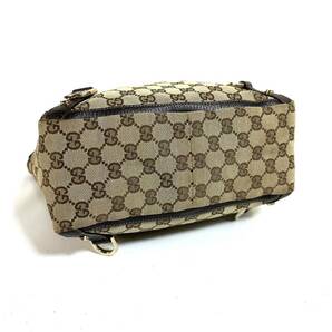 【希少品】GUCCI グッチ アビー レザー GG キャンバス ハンドバッグ トートバッグ 130739 ダーク ブラウン イタリア製の画像9