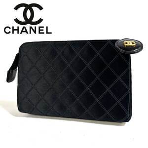 CHANEL シャネル キルティング ポーチ ケース ココマーク チャーム ラインストーン ブラック 5259042