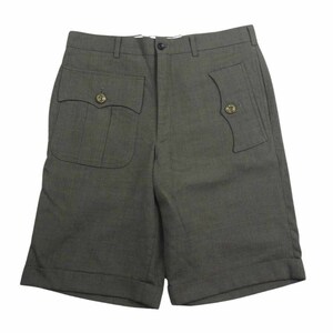 COMME des GARCONS HOMME PLUS コムデギャルソンオムプリュス PO-P017 AD2014 パッチポケット ウール ハーフ パンツ カーキ系 M【中古】