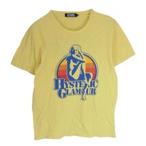 HYSTERIC GLAMOUR ヒステリックグラマー 21AW 0213CT02 ガールプリント クルーネック 半袖 Tシャツ イエロー系 M【中古】_画像1