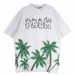 PALM ANGELS パームエンジェルス PMAA072S23JER005 ヤシの木 スカル ロゴ プリント 半袖 Tシャツ オフホワイト系 M【中古】