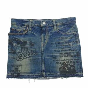 HYSTERIC GLAMOUR Hysteric Glamour JEANS THE NEWYORK britain character print studs 5 pocket Denim miniskirt [ used ]