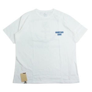 MOMOTARO JEANS 桃太郎ジーンズ プリント ロゴ 半袖 Tシャツ ホワイト系 XL【極上美品】【中古】