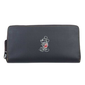 COACH Coach DISNEY Disney Mickey Mouse round fastener wallet purse black group [ used ]