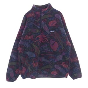 patagonia パタゴニア 96年 アメリカ製 SYNCHILLA シンチラ スナップ T 総柄 フリース プルオーバー ジャケット XL【中古】