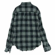 SAINT LAURENT サンローラン 411620 Y018P Shirt ローヘム フランネル チェック シワ加工 カットオフ シャツ 長袖 38 15【中古】_画像2