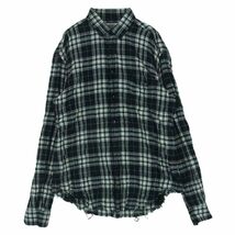 SAINT LAURENT サンローラン 411620 Y018P Shirt ローヘム フランネル チェック シワ加工 カットオフ シャツ 長袖 38 15【中古】_画像1