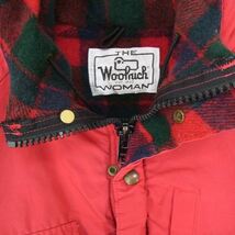 WOOLRICH ウールリッチ 70s~80s 裏地ウール チェック ナイロン マウンテン パーカ ジャケット レッド系 サイズ表記無【中古】_画像3