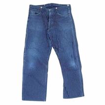 WAREHOUSE ウエアハウス OVERALL オーバーオール インディゴ ウォバッシュ ストライプ ペインター パンツ ネイビー系 34【中古】_画像1