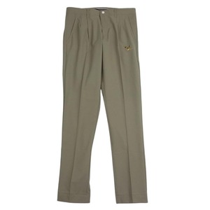 1piu1uguale3 ウノピュウノウグァーレトレ GRP098 POE400 TUCK SLACKS ロゴ刺繍 2タック スラックスパンツ ベージュ系 3【中古】