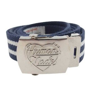 HUMAN MADE ヒューマンメイド Web Belt ハートウェブ ロゴ ベルト ネイビー系 ホワイト系【中古】