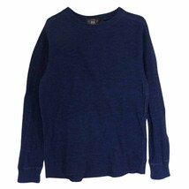 RRL ダブルアールエル インディゴ Waffle knit サーマル 長袖 Tシャツ カットソー ネイビー系 S【中古】_画像1