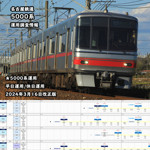 ★運用調査情報【名古屋鉄道】5000系 平日運用/休日運用対応 2024年3月16日改正版の画像1