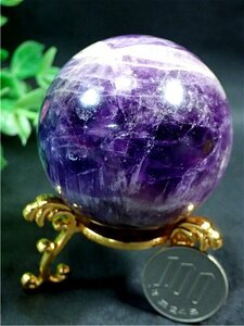 天然～愛の守護石～夢幻紫水晶アメジスト丸玉178G1-28G11D