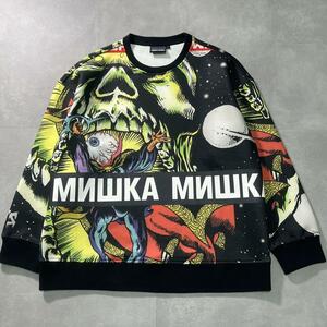 ミシカ MISHKA エンドレスクルーネック プルオーバー スウェット 総柄 L